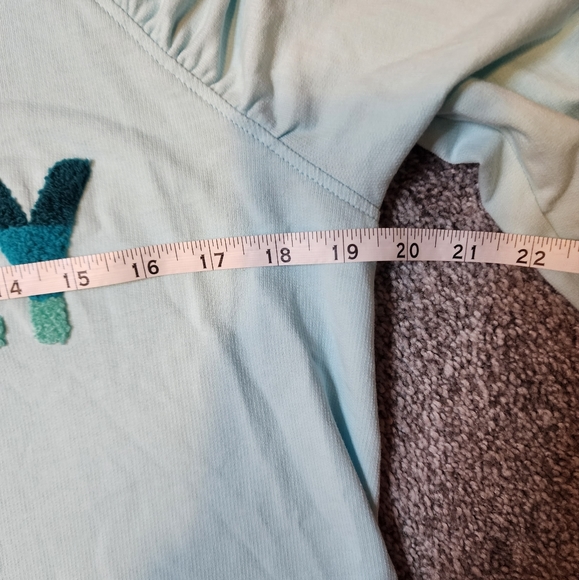 Lilly Pulitzer Aldean Sweatshirt Bubbly Block Letters Aqua Blue Sz Medium - Picture 7 of 14
